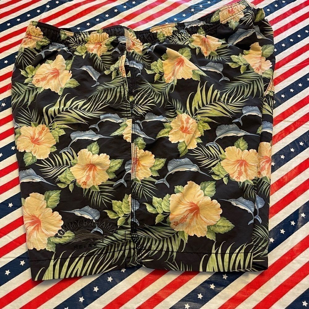 Tommy Bahama Marlin Floral Tropical Swim Trunks - Picture 10 of 13